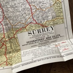 Vintage Surrey County Road Map in Colour – Geographers Map