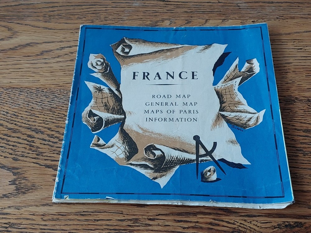 Vintage France Fold Out Road Map, General Map, Paris Map, Tourist Map