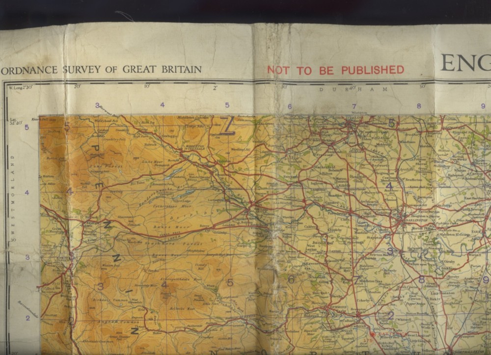 ORDNANCE SURVEY MAP NORTH EAST ENGLAND SHEET 3 .MILITARY 1937