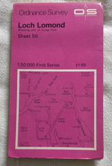 Loch Lomond Scotland OS Ordnance Survey 1:50000 1st ser map sheet 56, 1976