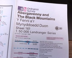 ABERGAVENNY & BLACK MOUNTAINS Ordnance Survey Landranger Map 161 1994 2cm:1km