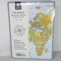 New Sealed Rand McNally Signature Political Color Wall Map of the World 50″x32″