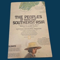 National Geographic The Peoples Of Mainland Southeast Asia Map Vintage 1971