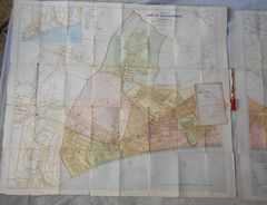 BRIGHT’S MAP OF BOURNEMOUTH WITH MAP OF CHRISTCHURCH 1903. ON LINEN 96 x 83 cms