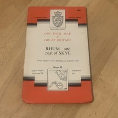 Ordnance Survey One Inch Map 33 Seventh Series Rhum and parts of Skye 1957 OS