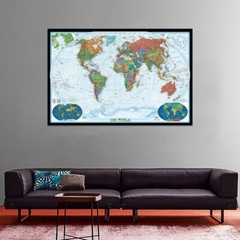 Map of the World Without Flags Map Poster Backdrop Prints Decoration 5x3ft 7x5ft