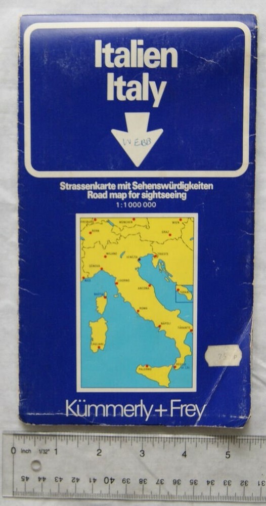 1971 Kummerly & Frey road map for sightseeing, Italy
