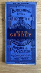 Vintage Cloth Backed Bartholonew’s Map Of Surrey