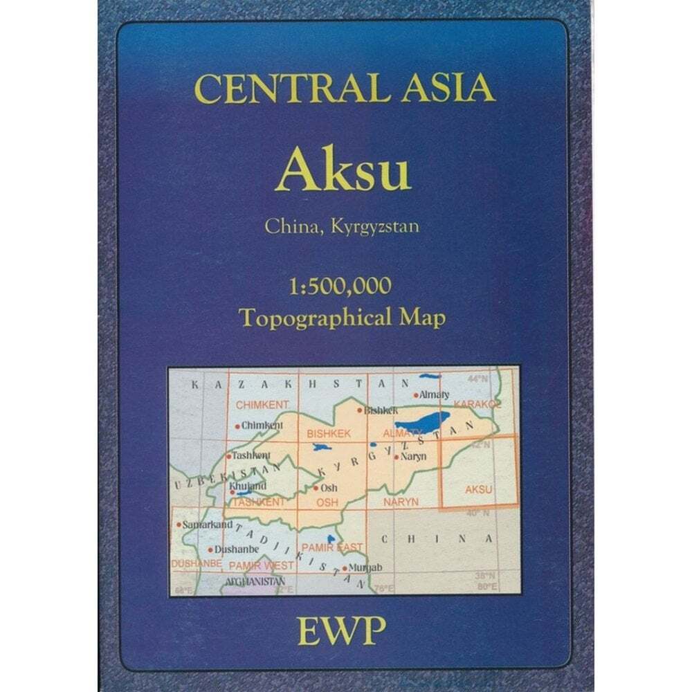 Central Asia: Aksu topographic mountain map China Kyrgyzstan trekking hiking