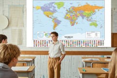150x100cm World Map With Flags Educational Geography Print Poster Art Wall