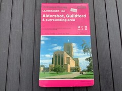 OS Ordnance Survey Landranger Map 186 Aldershot, Guildford. & area – 1984