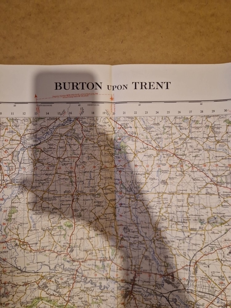 Ordnance Survey Map Of Great Britian – BURTON UPON TRENT – 1966 – 1/63360