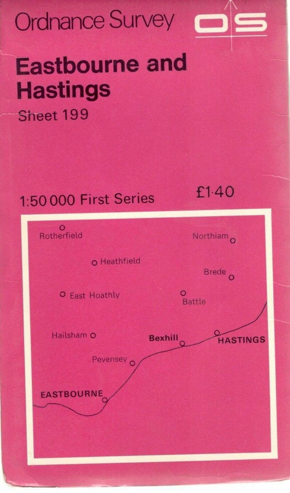 EASTBOURNE HASTINGS No 199 1974 39622 1.500 000 First Series Ordnance Survey Map