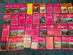 40 Ordnance Survey OS Landranger Maps UK Great Britain Bundle Pink Modern Old