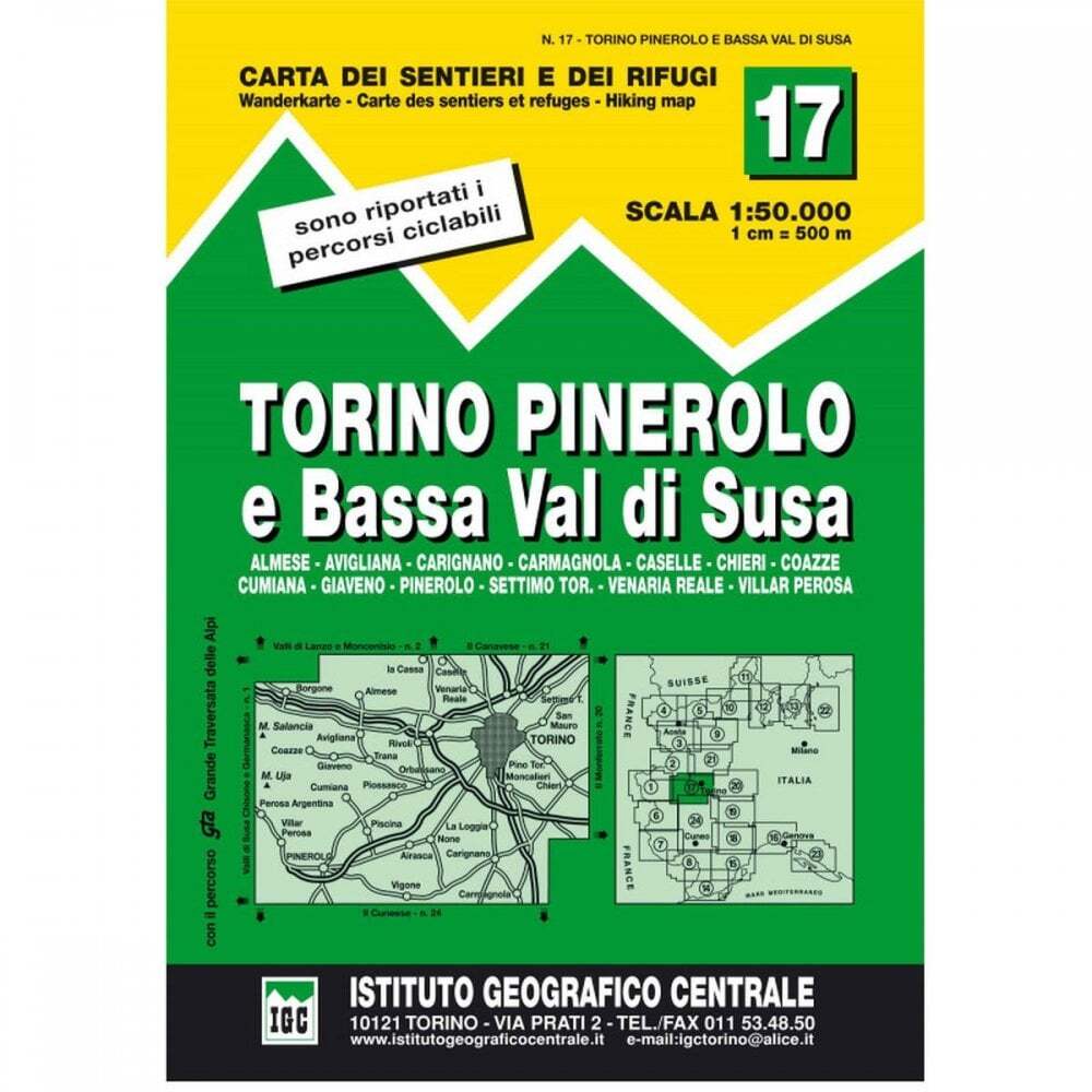 Italy Torino, Pinerolo and Bassa Val di Susa 50k IGC Map 12 hiking, cycling