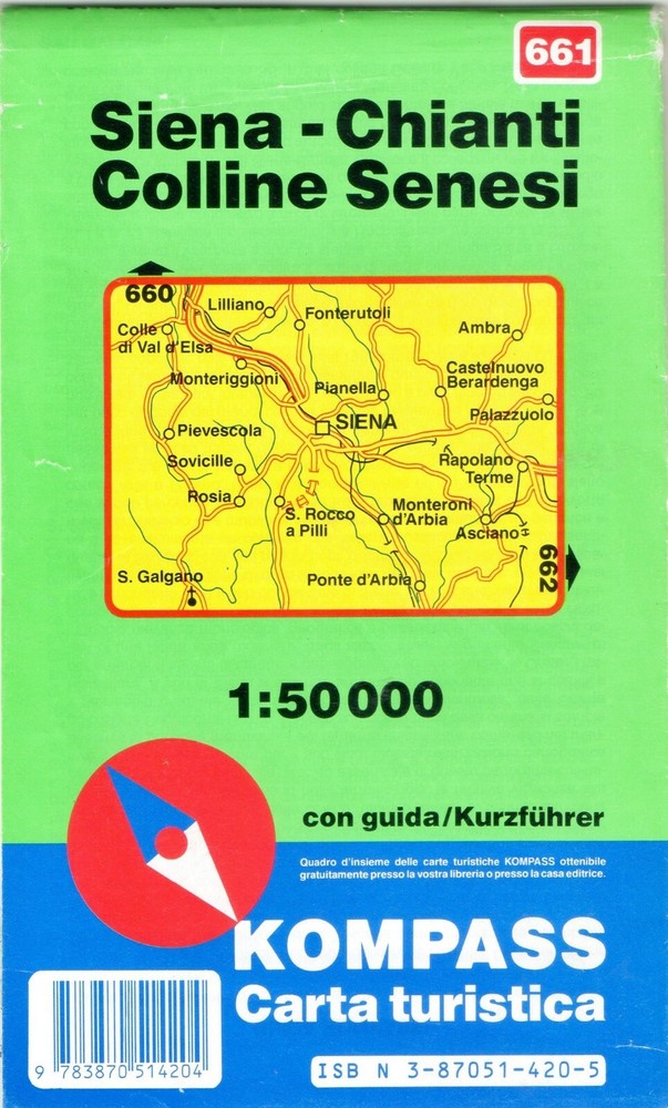 Siena-Chianti-Colline Senesi (Italy) 1:50000 Map in plastic wallet-KOMPASS 661