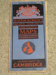 Bartholomews Revised Half Inch Map: sheet 19 Cambridge; 1933 on cloth