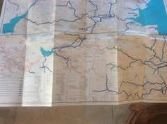 Vintage Fold Out Wall Map of England Stanford’s Inland cruising for Large Craft