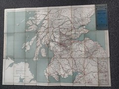 BACON’S MOTOR ROAD MAP No 5 – Scotland North/South [TWO MAPS IN ONE] circa 1930