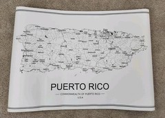 New Roll Up Black & White Commonwealth Puerto Rico Map Teaching Geography 3×2 ft