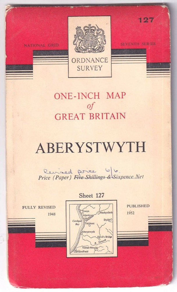 ORDNANCE SURVEY ONE INCH MAP: ABERYSTWYTH (Seventh Series)