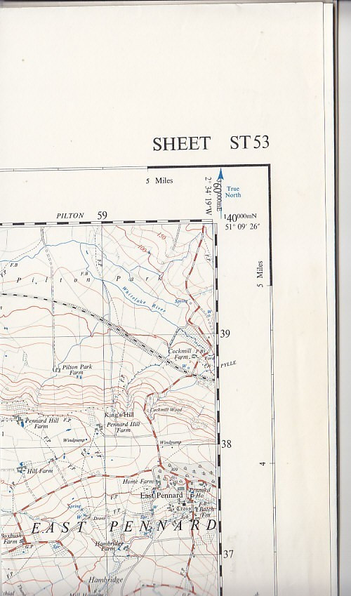 Ordnance Survey 1:25,000 First Series Map Sheet ST 53 Glastonbury