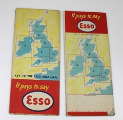 ESSO Petroleum Road Maps No. 1 & 2 London South & East England Colour Map 1960s