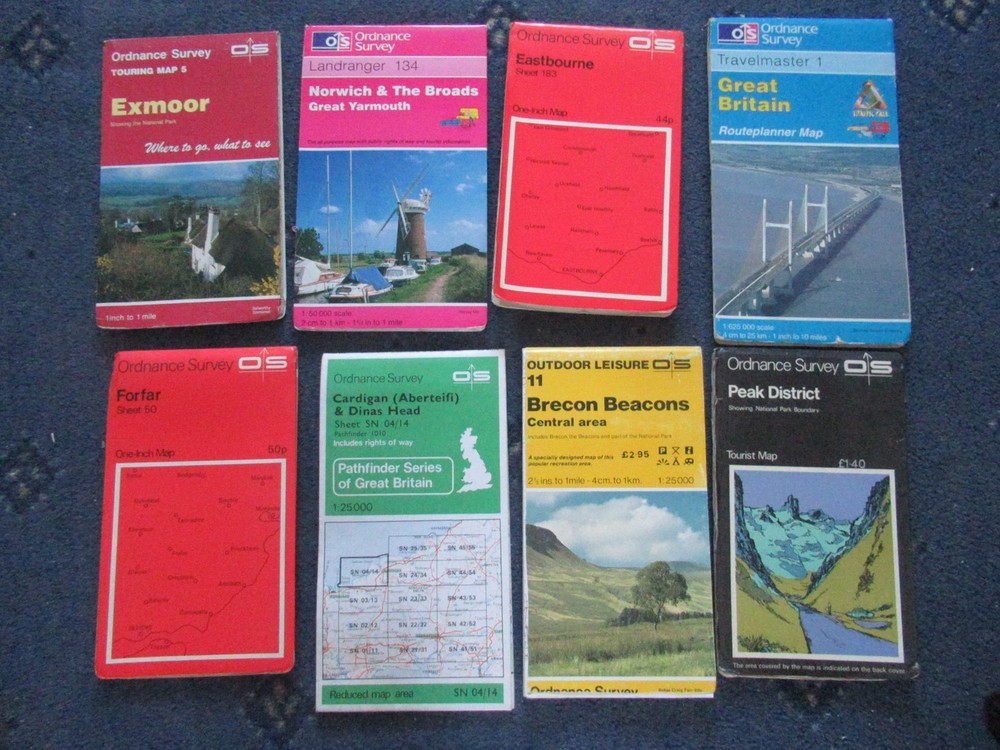 8 x OS MAPS JOB LOT mixed Ordnance Survey (H1)