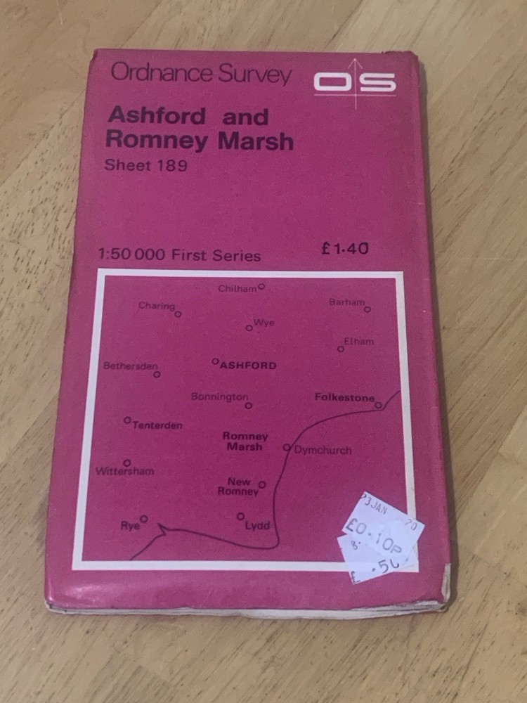Ordnance Survey Ashford Romney Marsh 189 First Series Map OS Kent 1:50000