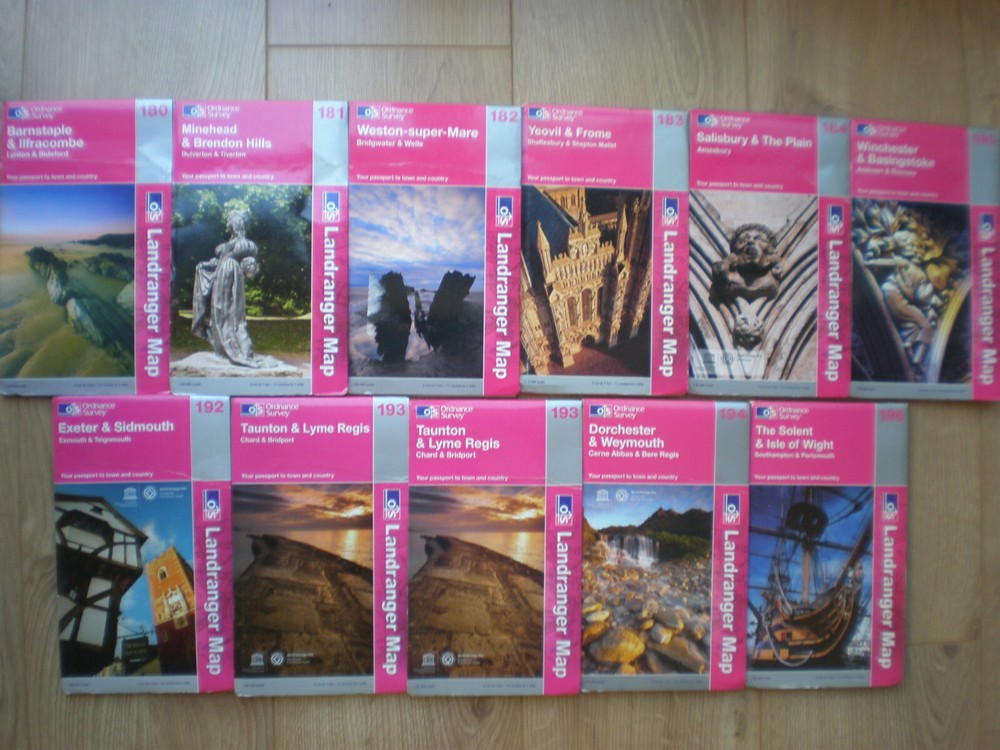 DEVON DORSET SOMERSET WILTSHIRE LANDRANGER OS ORDNANCE SURVEY MAPS LOT BUNDLE