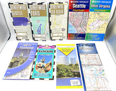 Laminated Maps LOT Streetwise Warren Rand McNally Seattle Paris Las Vegas MORE