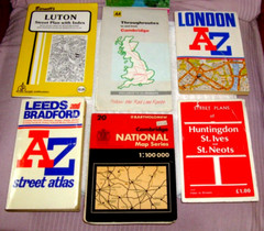 OLD STREET MAPS (JOB LOT OF “SEVEN” OLD MAPS) LUTON/CAMBRIDGE/KETTERING/LEEDS