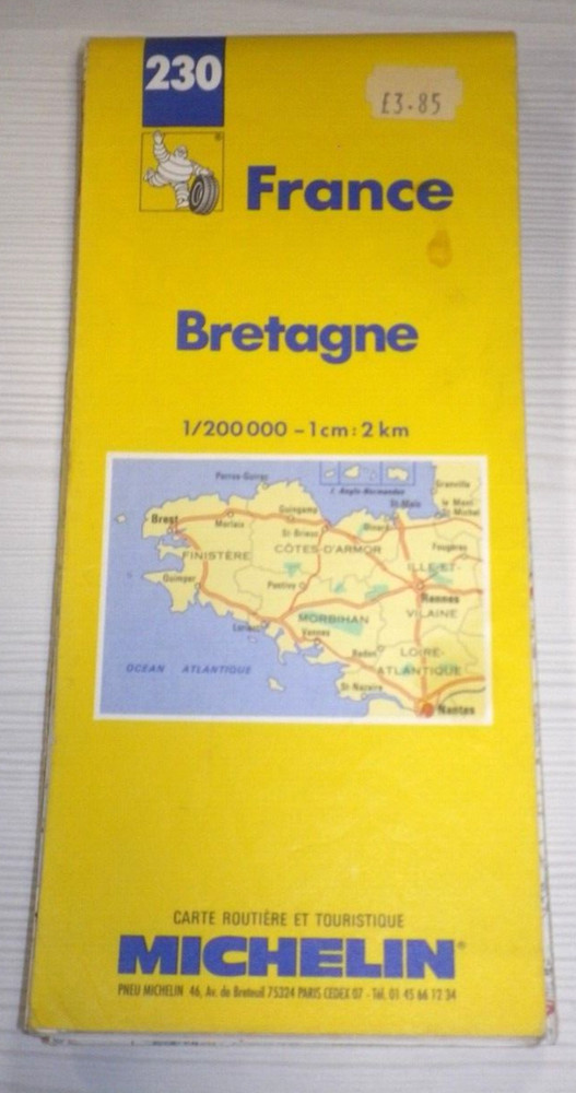 France – Michelin 1:200,000 Map – Brittany, Sheet 230 – 1981
