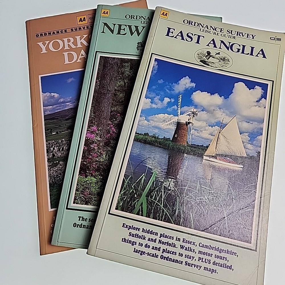 3x Ordnance Survey Leisure Guide Lot East Anglia New Forest Yorkshire Dale