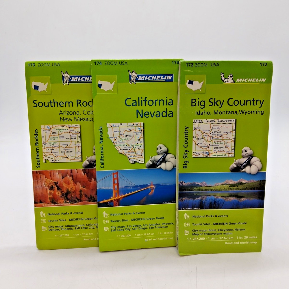 Bundle of x 3 Michelin Map USA, California & Nevada, Big Sky Country, Rockies