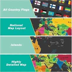 Scratchable World Map with Accessories + Europe Map of World Travel Size Persona
