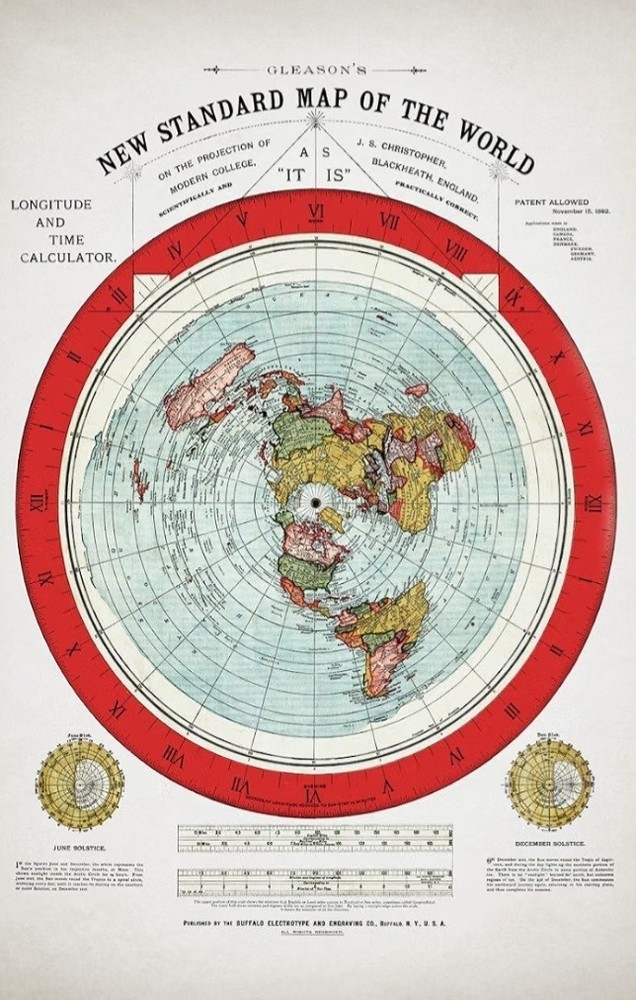 Flat Earth Map-Gleasons By Samuel Rowbotham NEW