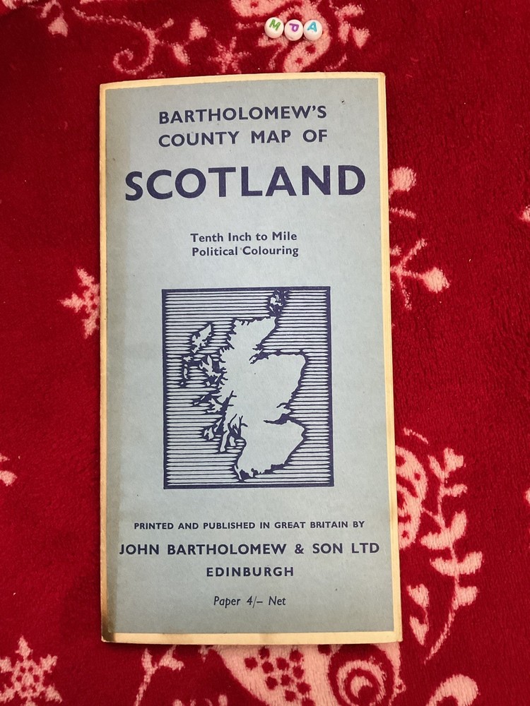 Antique vintage , rambling walking Map ,Scotland , Rare , Bartholomews