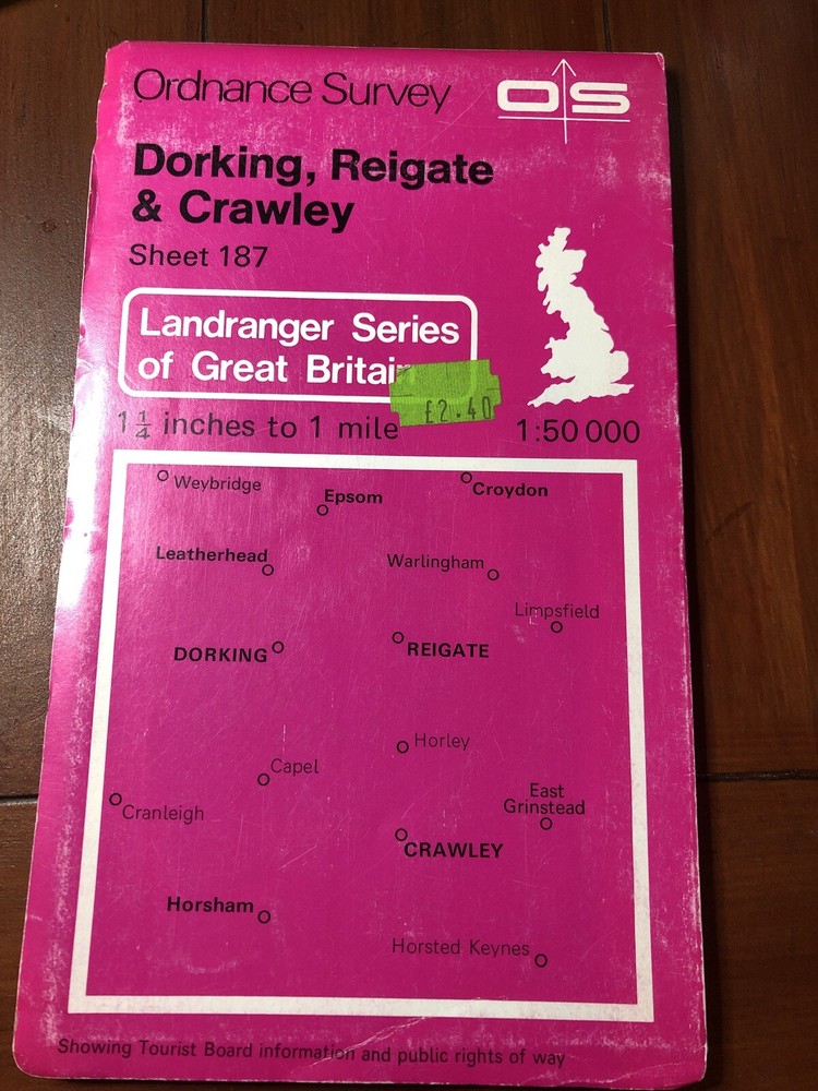 Ordnance Survey 1:50000 Sheet 187 Dorking, Reigate & Crawley First Series