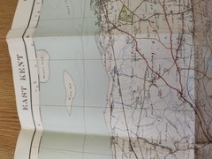 1931 Ordnance Survey 1 Inch To 1 Mile Contoured Road Map, #117 East Kent, Cloth