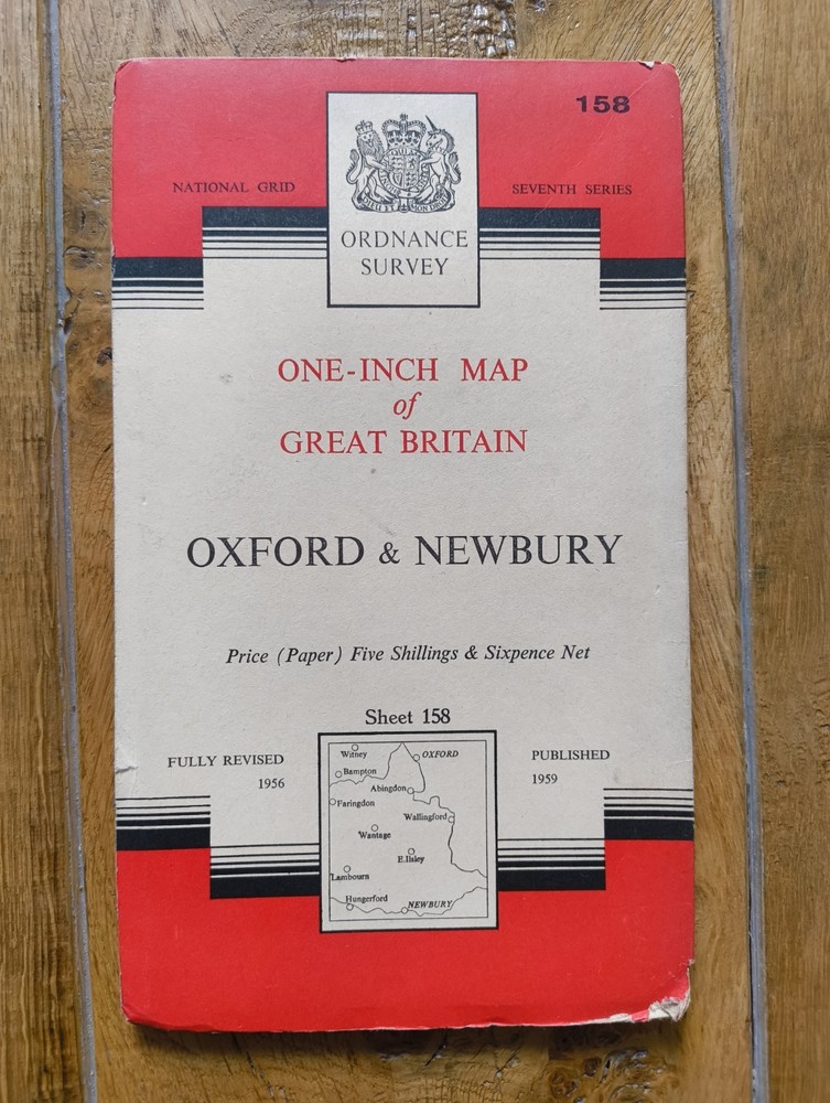 Ordnance Survey Oxford and Newbury 1 Inch Sheet 158 1959 Seventh Series Map