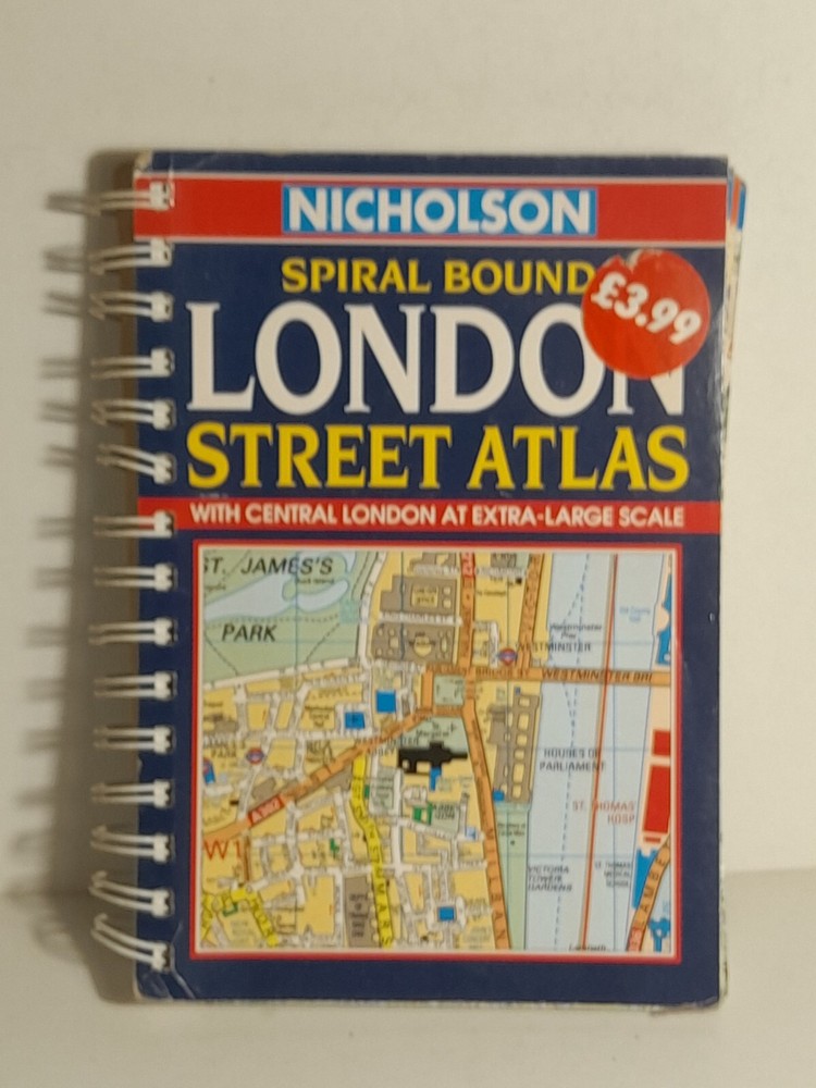 Stradario London – Nicholson Spiral Bound – Street Atlas – Central London 1994