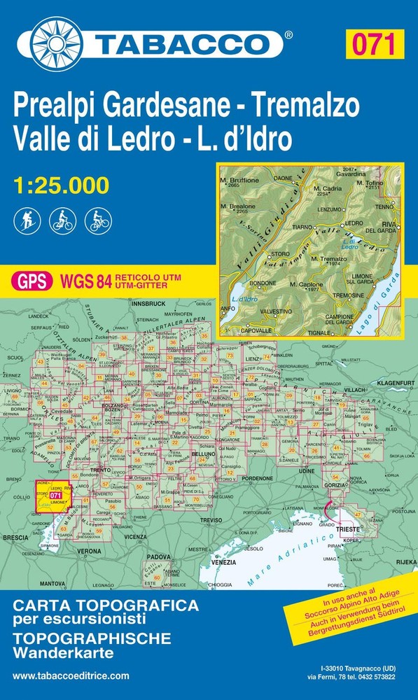 Tabacco Casa Ed Prealpi Gardesane / Tremalzo / Valle di Ledro (Map) (UK IMPORT)