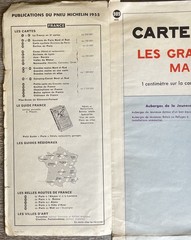 YOUTH HOSTELS NETWORK in FRANCE~Vintage Michelin Road Map 1955~110 x 99cm YHA