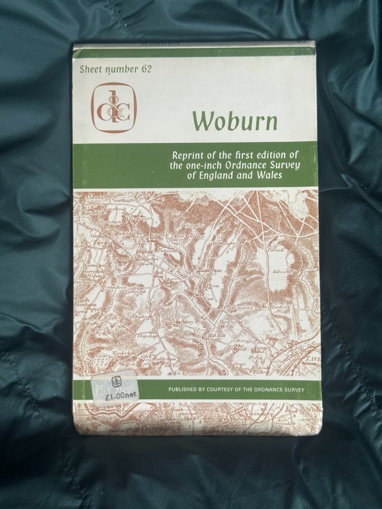 David & Charles, OS Map ,1st Edition,1 Inch Reprint, Woburn No:62