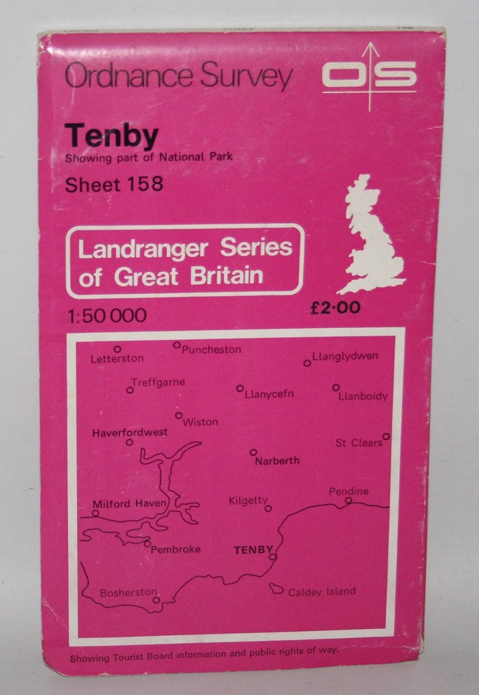 Ordnance Survey Landranger Map – Tenby – Sheet 158 – 1980