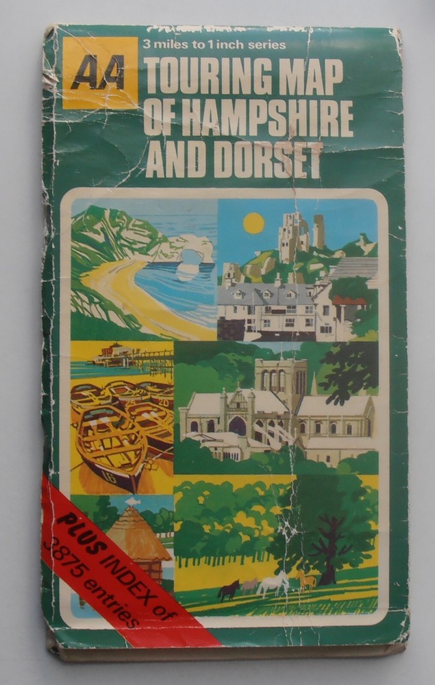 VINTAGE AA TOURING MAP OF HAMPSHIRE AND DORSET