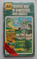 VINTAGE AA TOURING MAP OF HAMPSHIRE AND DORSET