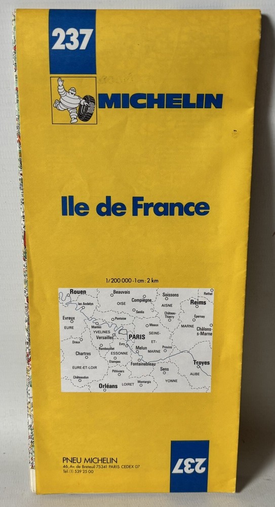 France – Michelin 1:200,000 Map – Ile de France/Paris Region – Sheet 237 – 1981