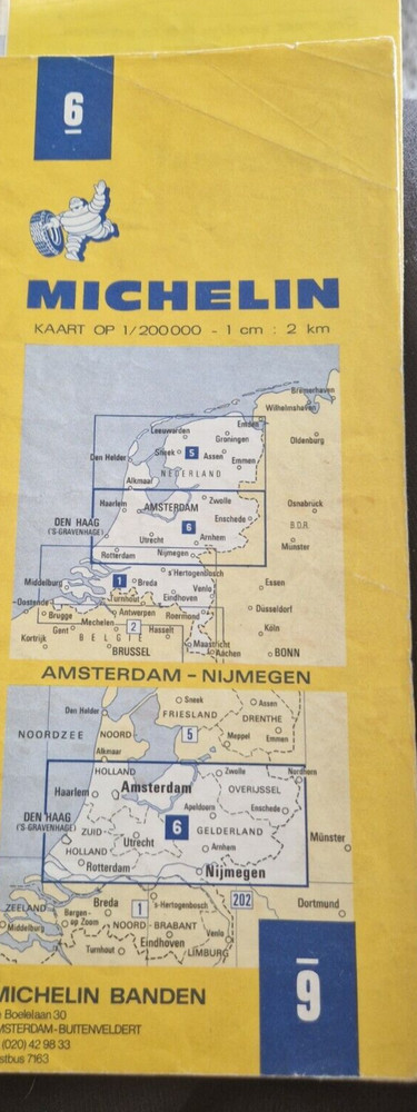 Michelin 6 Amsterdam Nijmegen Folding Sheet Map Atlas 1975 ebay uk